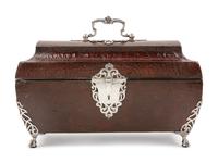 Three George III Silver Tea Caddies in a Leather-Cased Box
