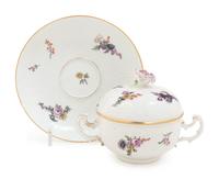 A Meissen Porcelain Covered Sugar and Underplate
