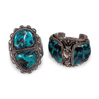Navajo Silver and Turquoise Cuff Bracelets