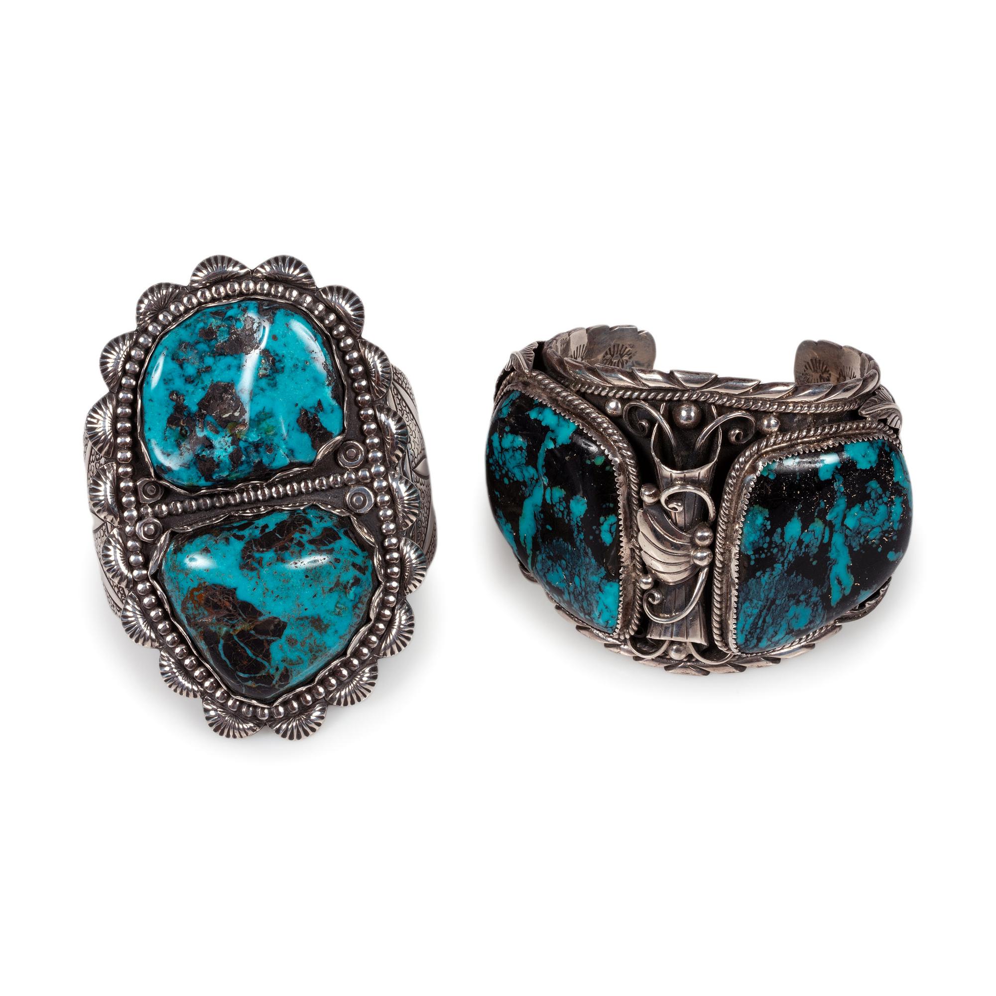 Navajo Silver and Turquoise Cuff Bracelets