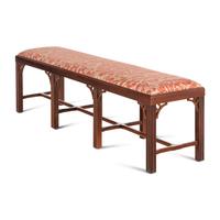 A George III Style Mahogany Hall Bench with Fortuny Upholstery