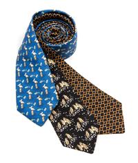 A Group of Three Hermes Silk Ties, 3.15" wide.