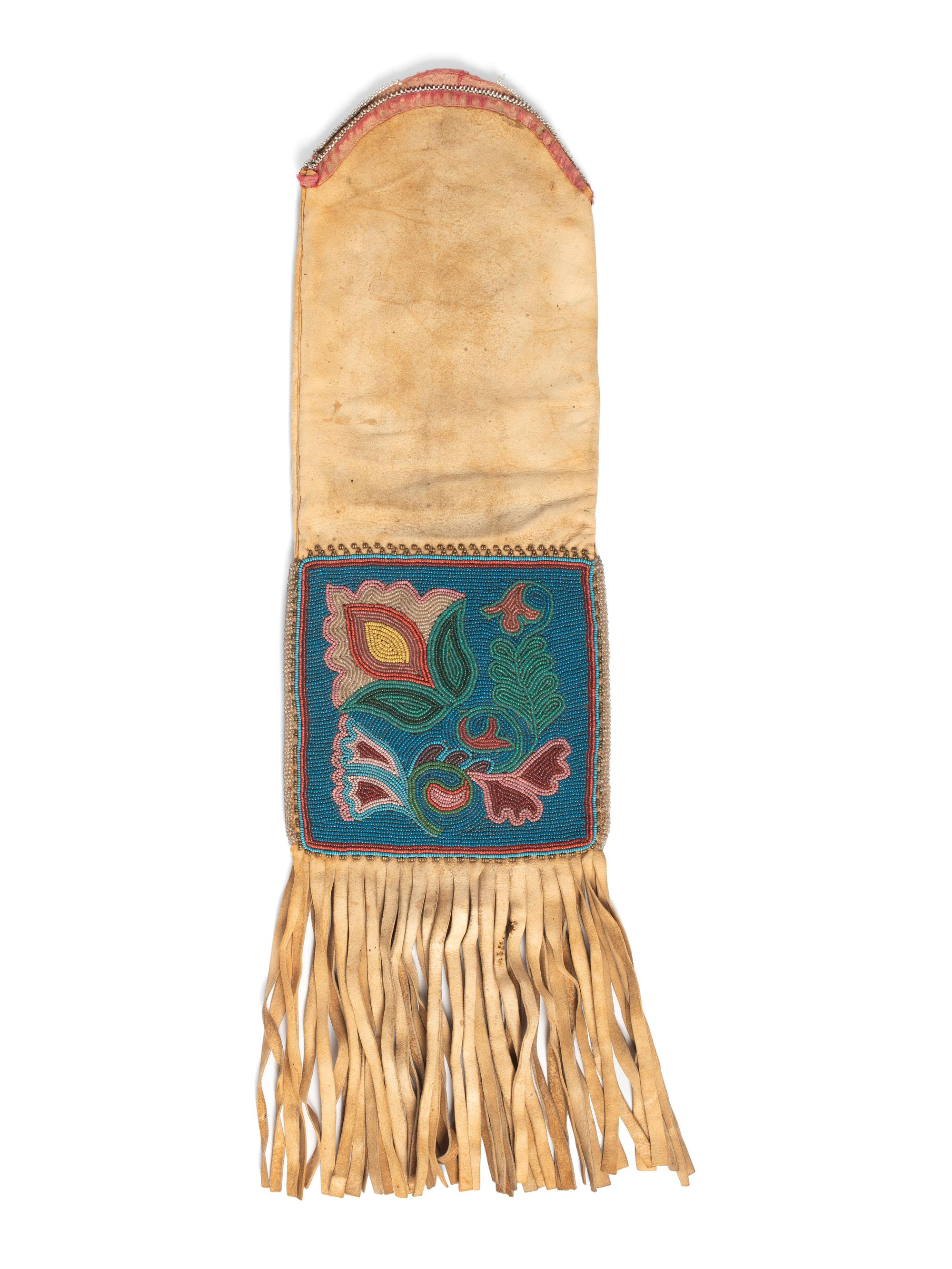 Cree Beaded Hide Tobacco Bag