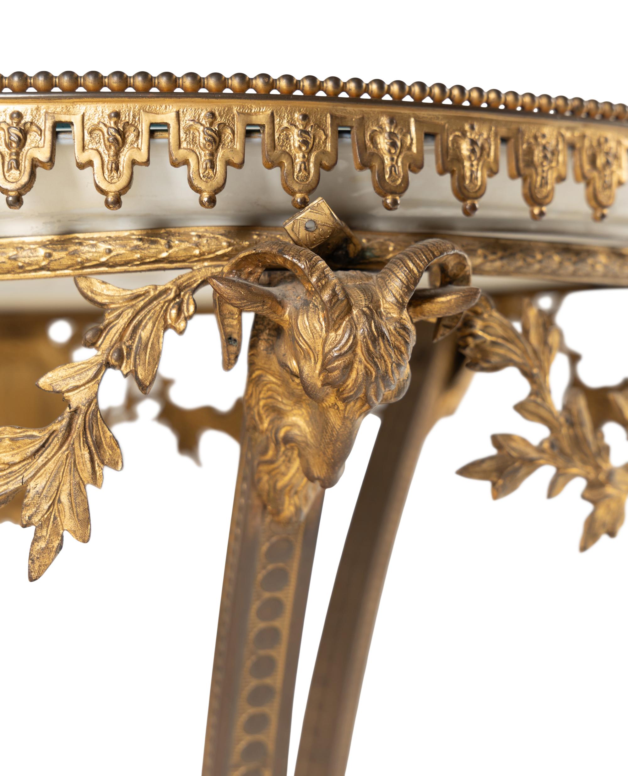 A French Gilt Bronze and Sèvres Style Porcelain-Inset Side Table