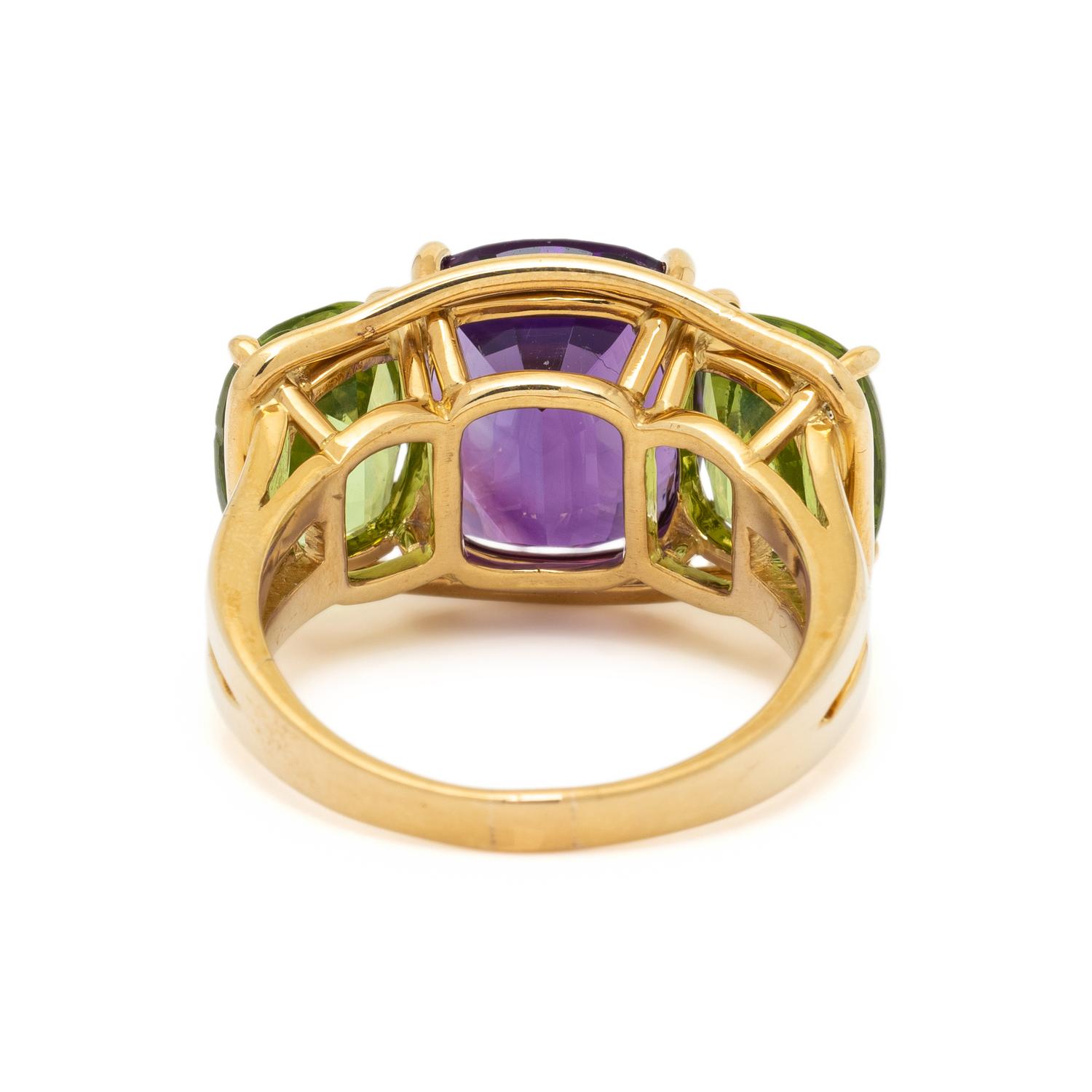 VERDURA, AMETHYST, PERIDOT, AND YELLOW GOLD RING