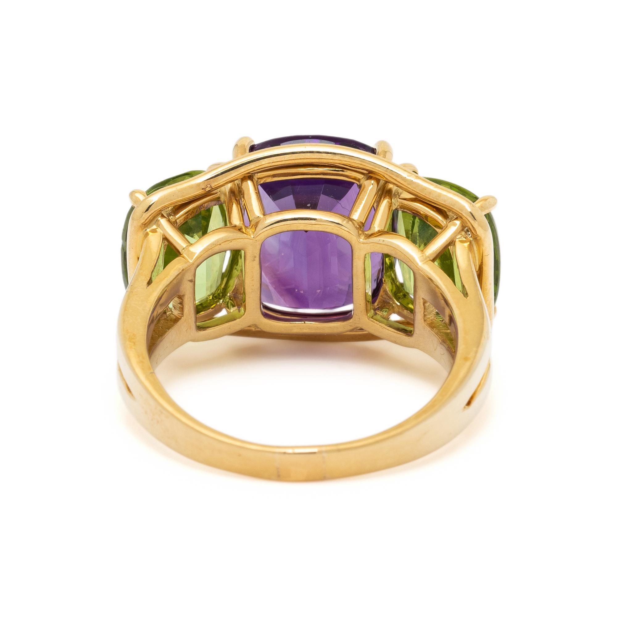 VERDURA, AMETHYST, PERIDOT, AND YELLOW GOLD RING