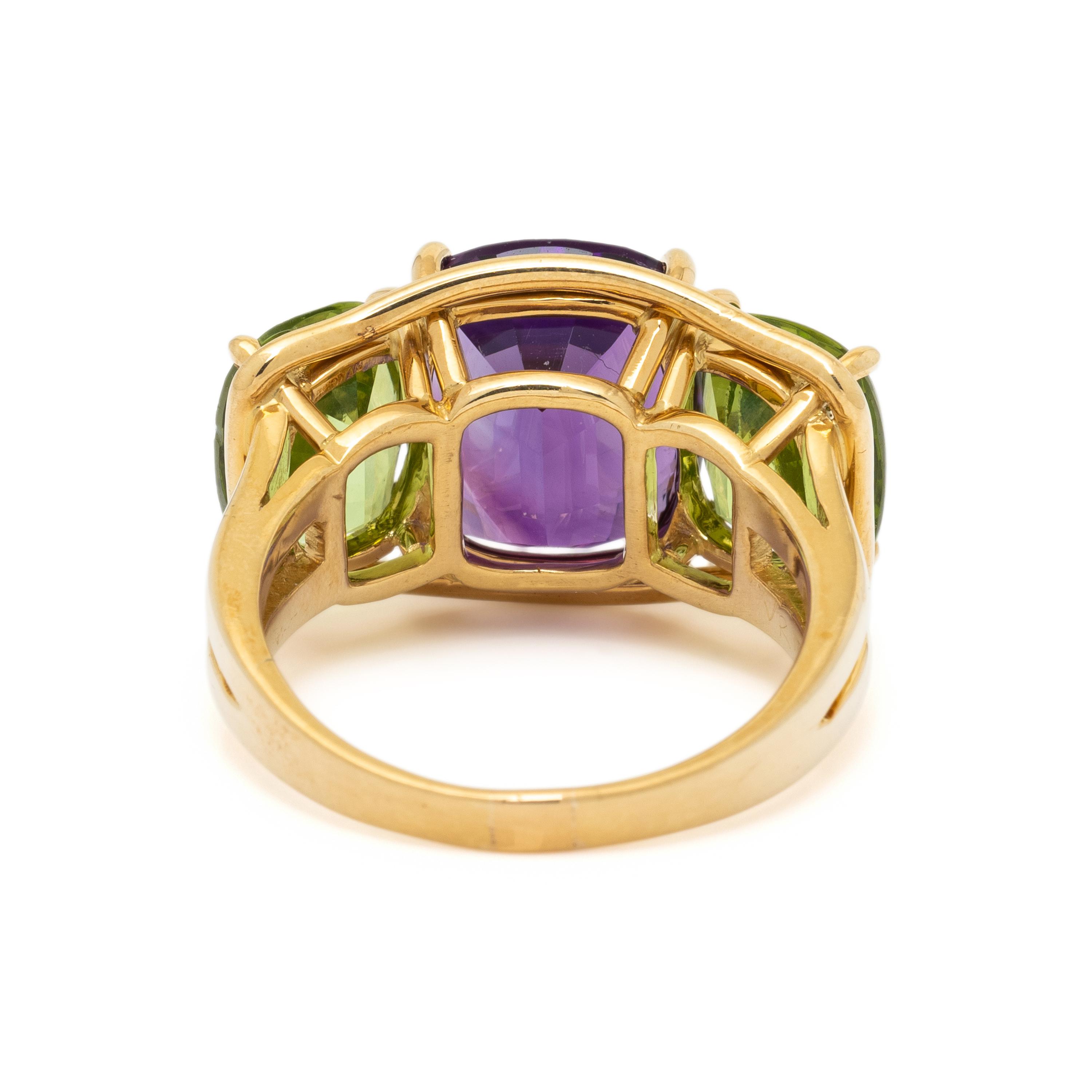 VERDURA, AMETHYST, PERIDOT, AND YELLOW GOLD RING