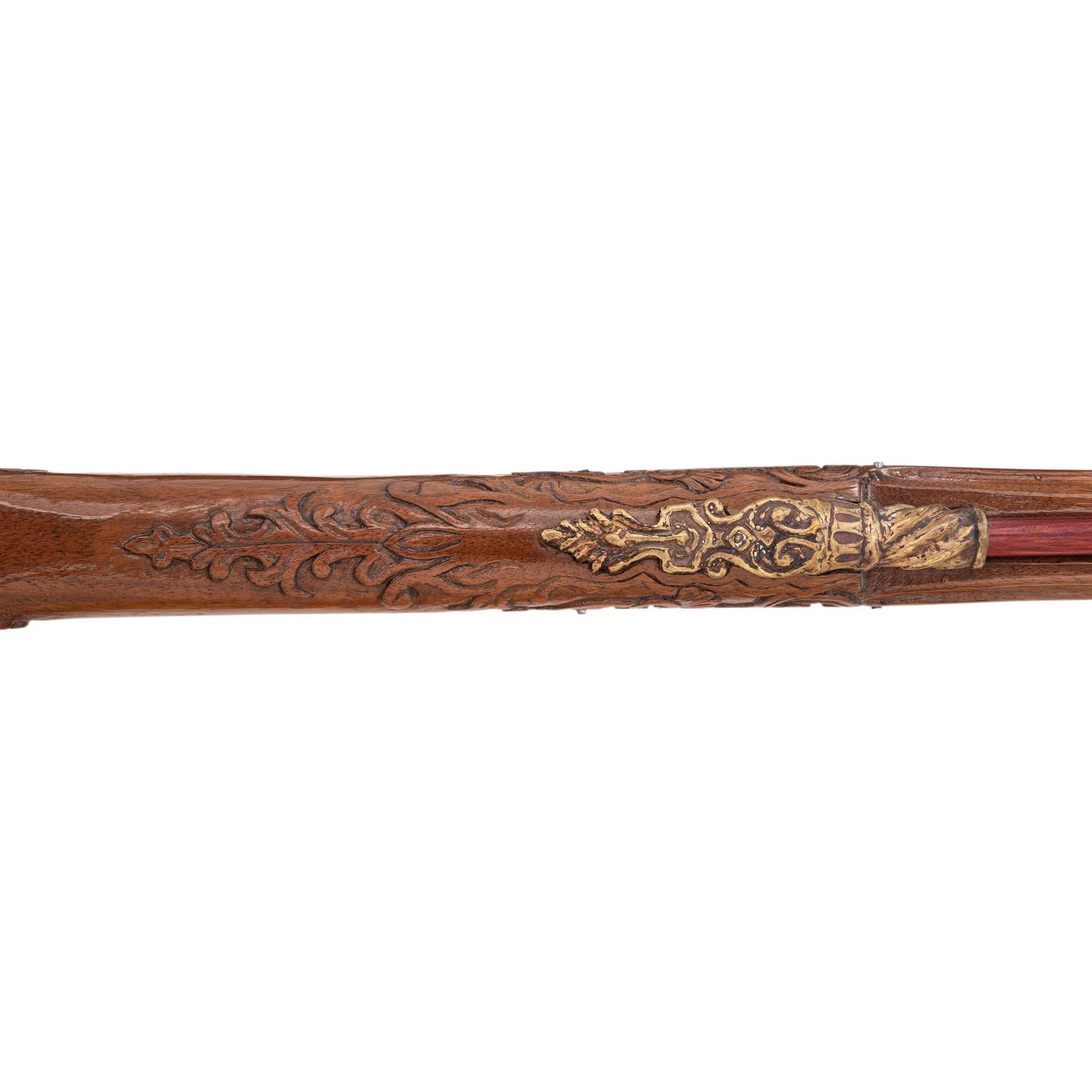 Contemporary Flintlock Jaeger Rifle with Carved and Fluted Stock