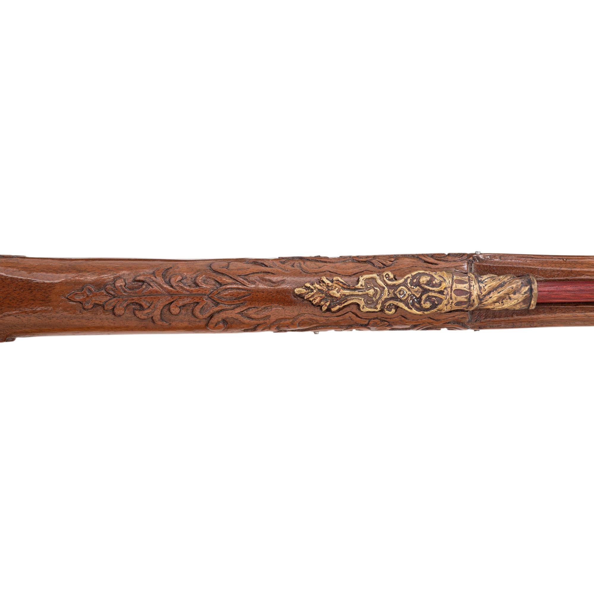 Contemporary Flintlock Jaeger Rifle with Carved and Fluted Stock