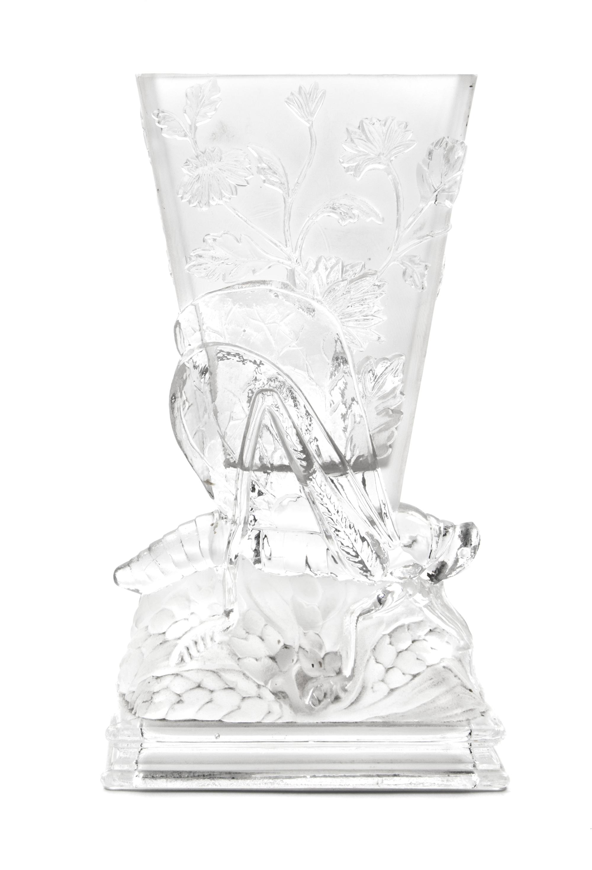 A Baccarat Frosted and Molded Glass Vase Height 8 1/4 inches. — CIRCA 1925