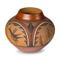 Dominique and Maxine Toya (Jemez, 1971-2023 / b. 1948) — Polychrome Jar, with Birds and Cornstalks