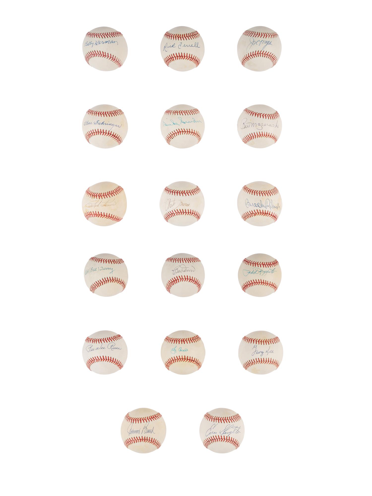 A Group of 17 Hall of Fame Single Signed Autograph Baseballs (Beckett Authentication Services Certified),
