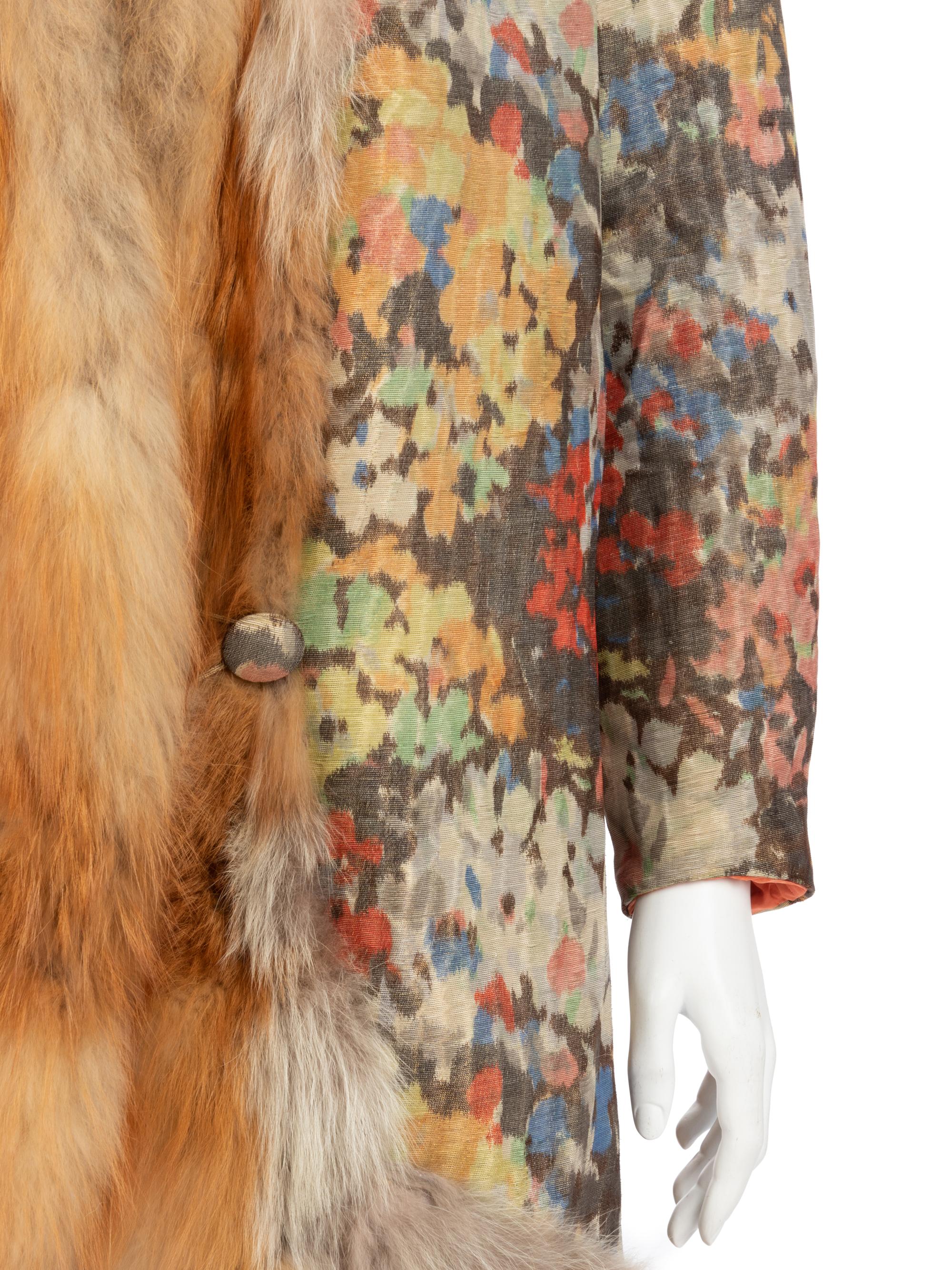 Multicolored Jacquard and Fur Trimmed Coat, 1920s