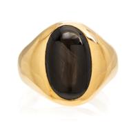 A 14 Karat Yellow Gold and Black Star Sapphire Ring, Larter & Sons, 8.50 dwts.