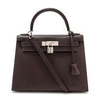 An Hermes Chocolat Epsom Sellier 28cm Kelly Handbag, 11" x 8.5" x 4".