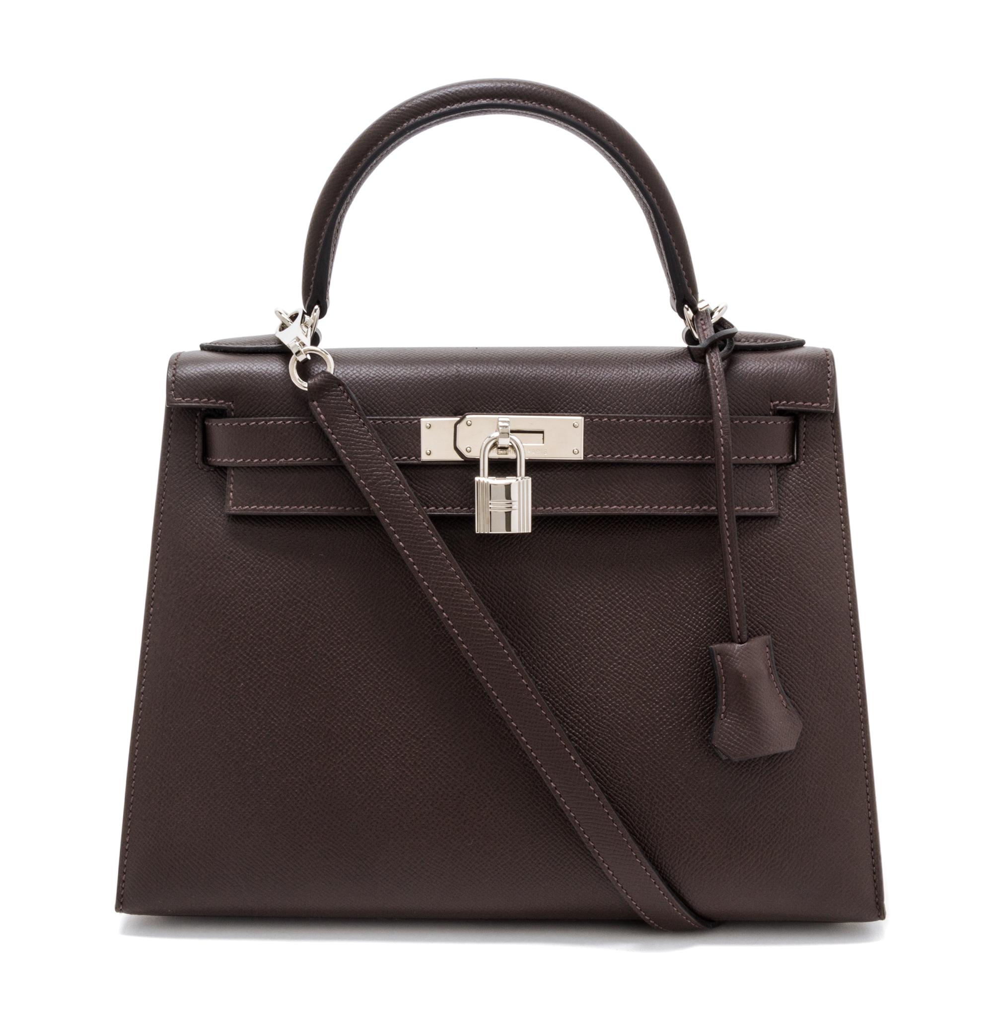 An Hermes Chocolat Epsom Sellier 28cm Kelly Handbag, 11" x 8.5" x 4".