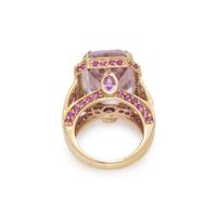 KUNZITE, DIAMOND AND PINK SAPPHIRE RING
