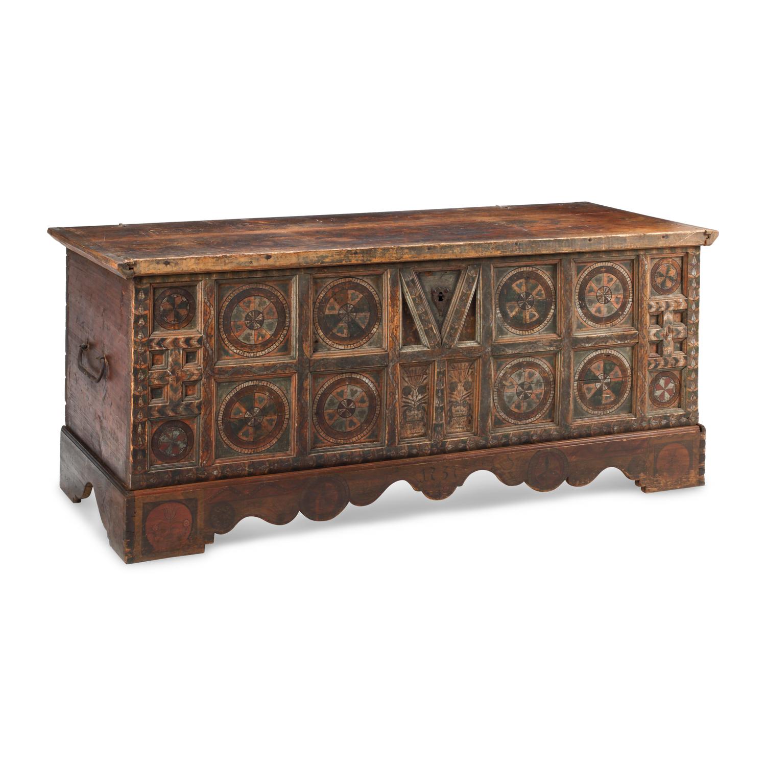 A Continental Polychrome Decorated Cassone