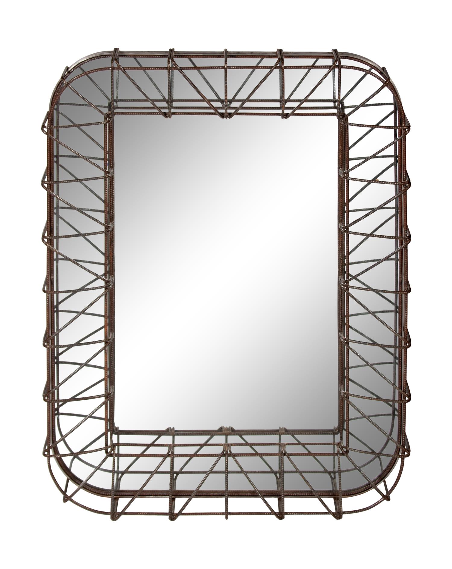 A Contemporary Iron Re-bar Framed Mirror — 20TH CENTURY