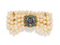 MULTIGEM AND CULTURED PEARL BRACELET