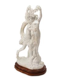 A Continental Marble Figural Group on a Wood Base