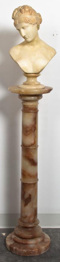 An Italian Alabaster Bust Height overall 54 1/2 inches.