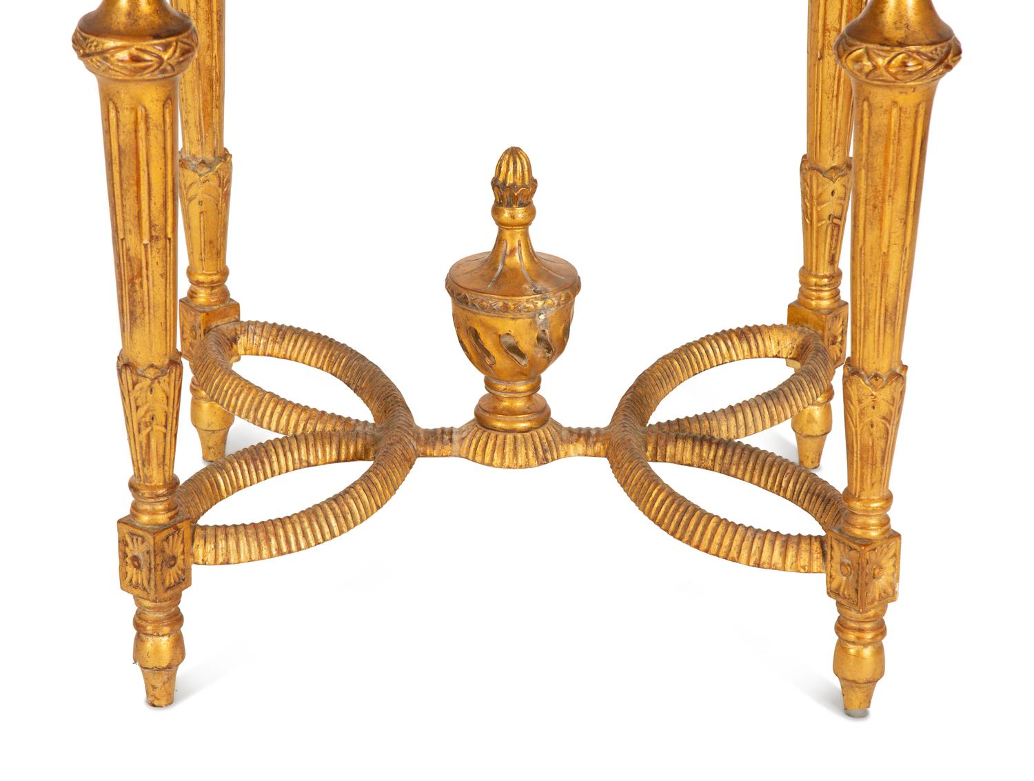 A Continental Giltwood Oval Table with Inset Marble Top — 19th/20th Century