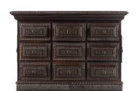 A Portuguese Baroque Style Carved Walnut Cabinet on Stand