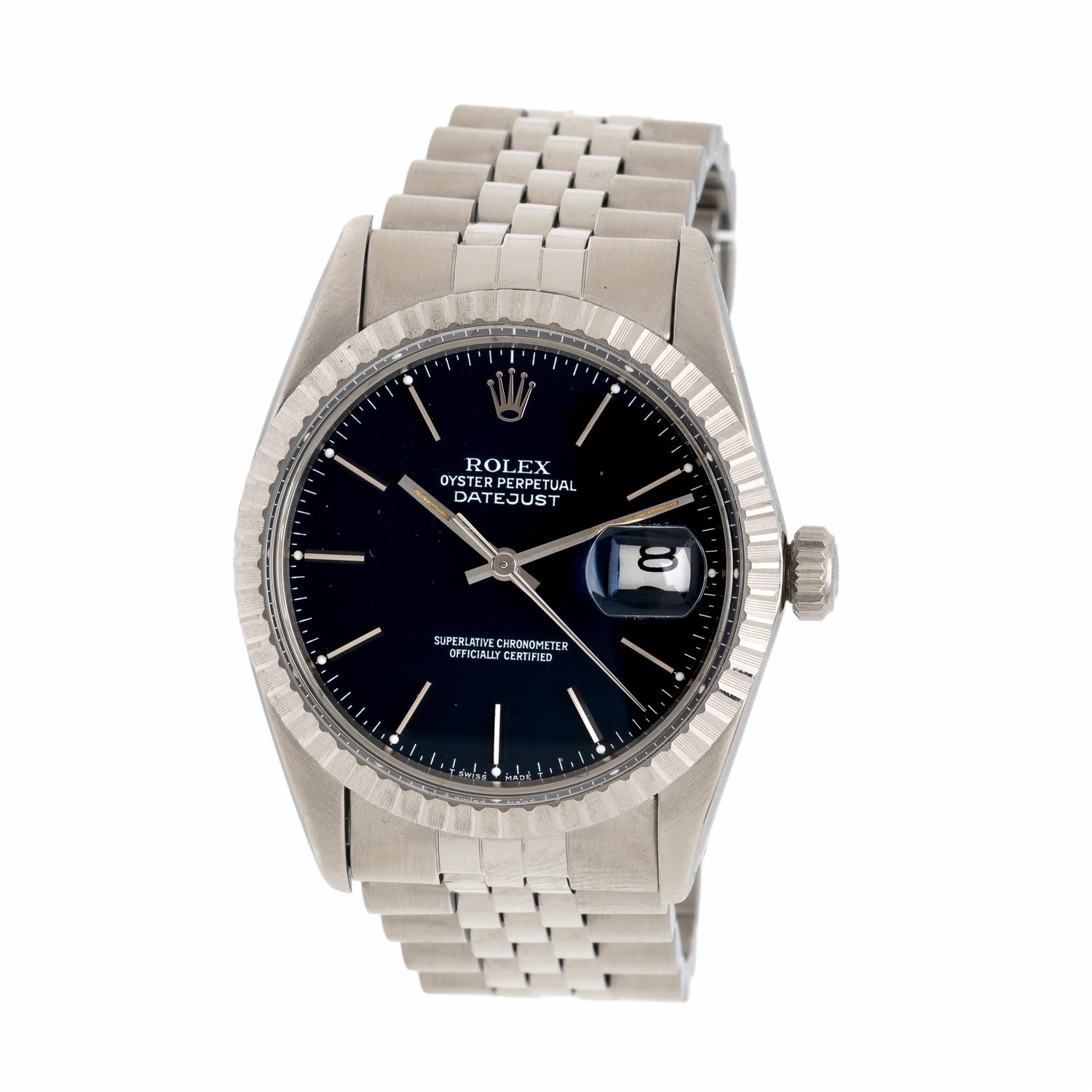 Rolex, Ref. 16030, Stainless Steel 'Datejust' Watch With Rare 'Opticolor' 'Blue Confetti' Dial