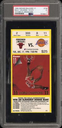 A December 17 1996 Chicago Bulls Ticket Stub Bulls 129, Lakers 123 (OT) First Kobe vs. Jordan Game (PSA 3 VG)