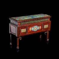 A Small Chinese Cloisonné Enamel Inset Hongmu Stand, Early 19th Century 清中期 紅木嵌掐絲琺琅供桌式帶屜座