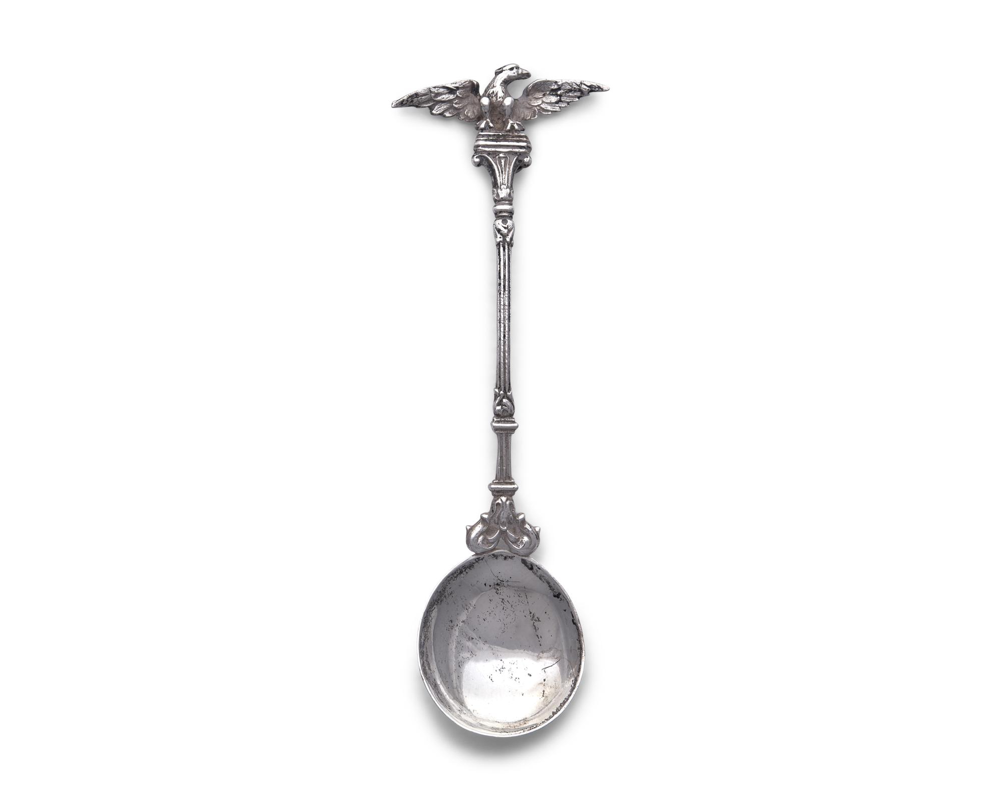 A Small Continental Silver Spoon With Eagle Terminal