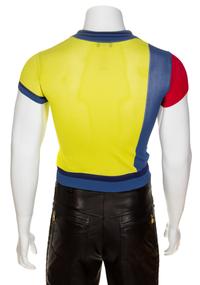 A Gianni Versace Rayon Knit Color Block Shirt, Size 42.