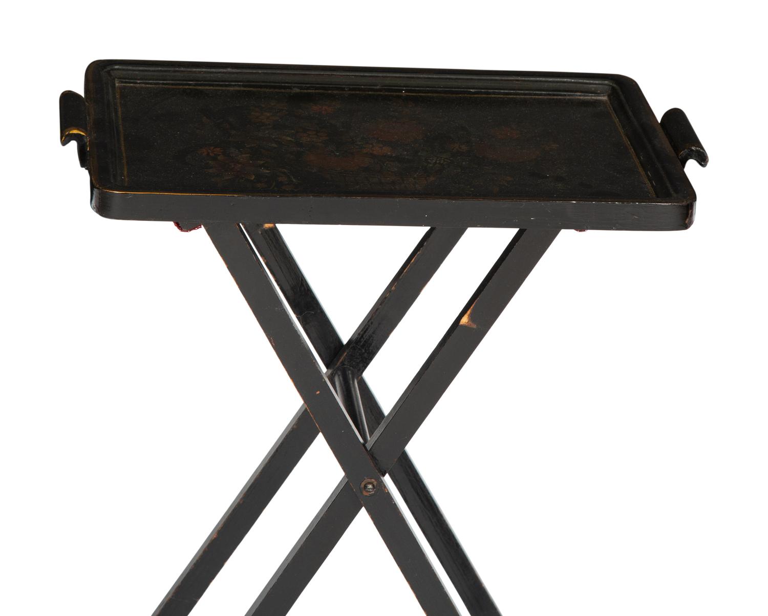 A Pair of Ebonized Tray-Top Folding Side Tables