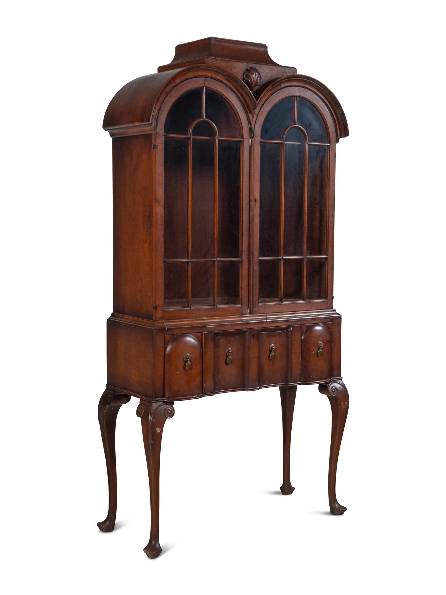 A Pair of George II Style Mahogany Bookcases on Stands