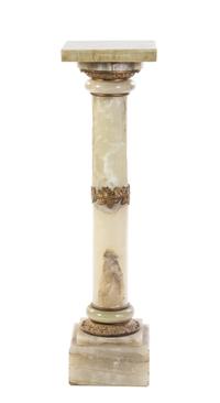 A Continental Gilt Bronze Mounted Onyx Pedestal, Height 41 1/2 inches.