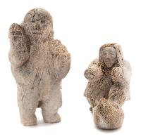 Two Inuit Carved Whalebone Folk Art Figures — 20TH CENTURY