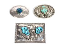 Three Southwestern Belt Buckles Height of largest 3 1/2 x width 5 inches