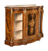 A Victorian Gilt Bronze Mounted Walnu t, Crossbanded Kingwood and Floral Marquetry Console Cabinet