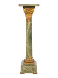 A Gilt Metal Mounted Green Onyx Pedestal