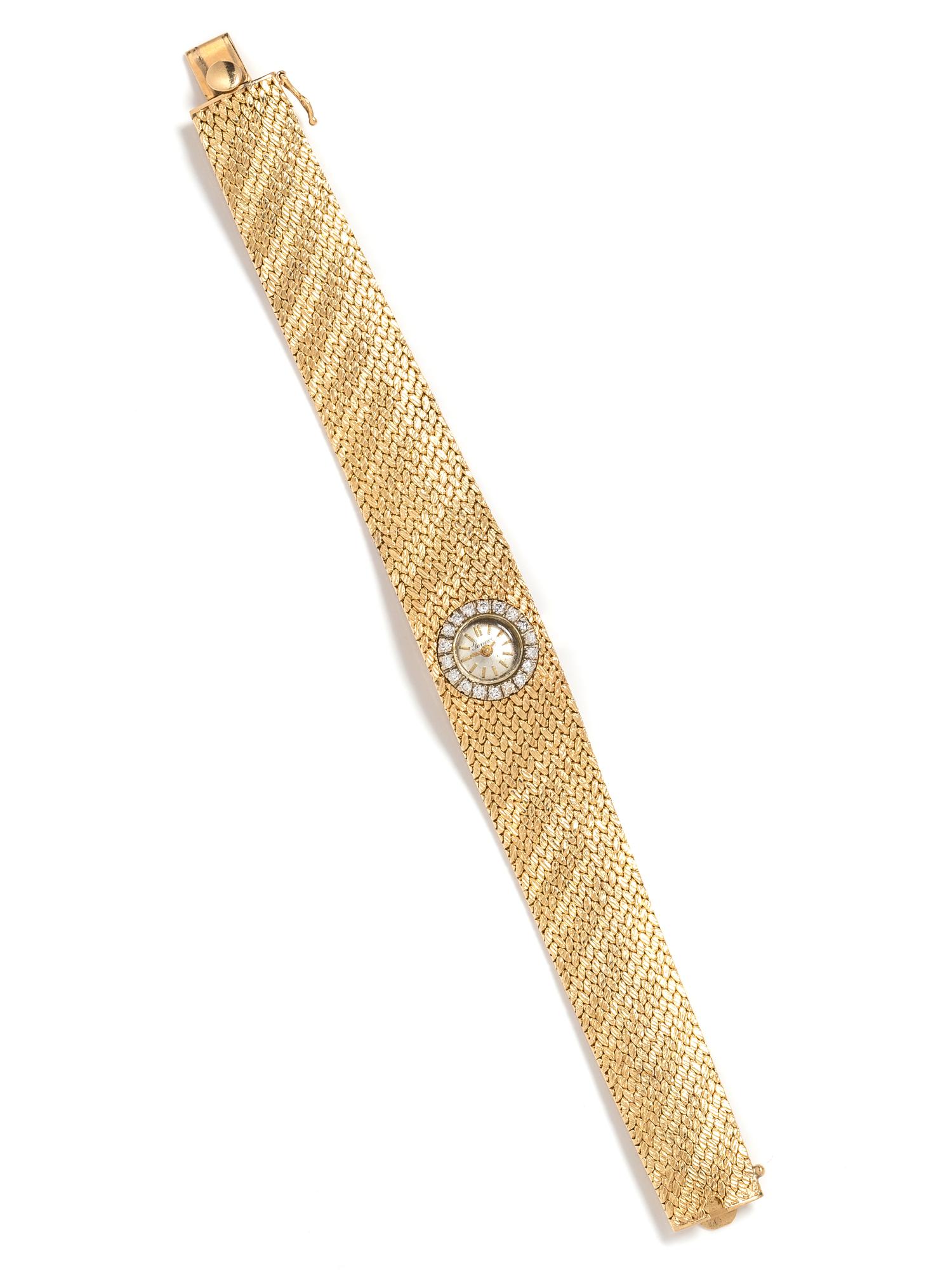 A 14 Karat Yellow Gold and Diamond Wristwatch, Geneva,