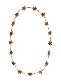 TIGER'S EYE AND GOLD STAR LONG CHAIN NECKLACE