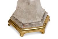 A Pair of Neoclassical Style Rock Crystal and Bronze Candlesticks