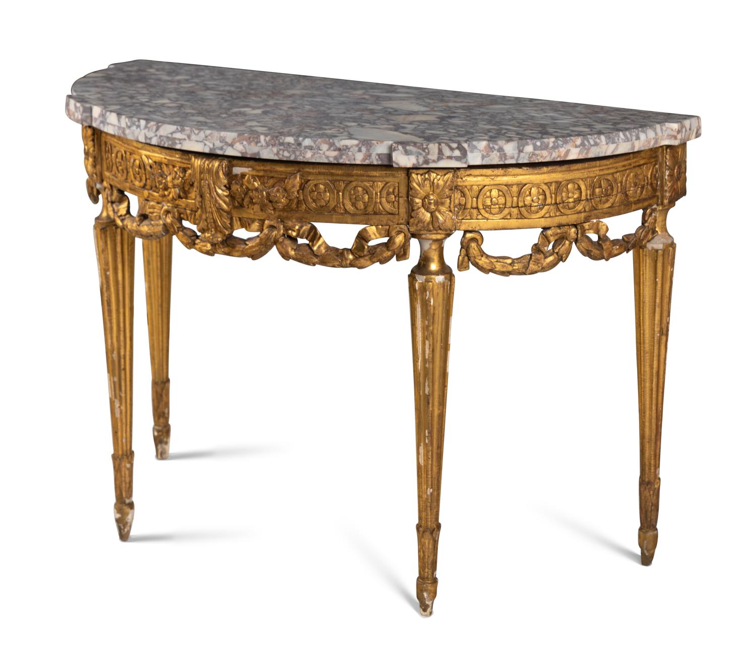 A Continental Neoclassical Giltwood Console Table