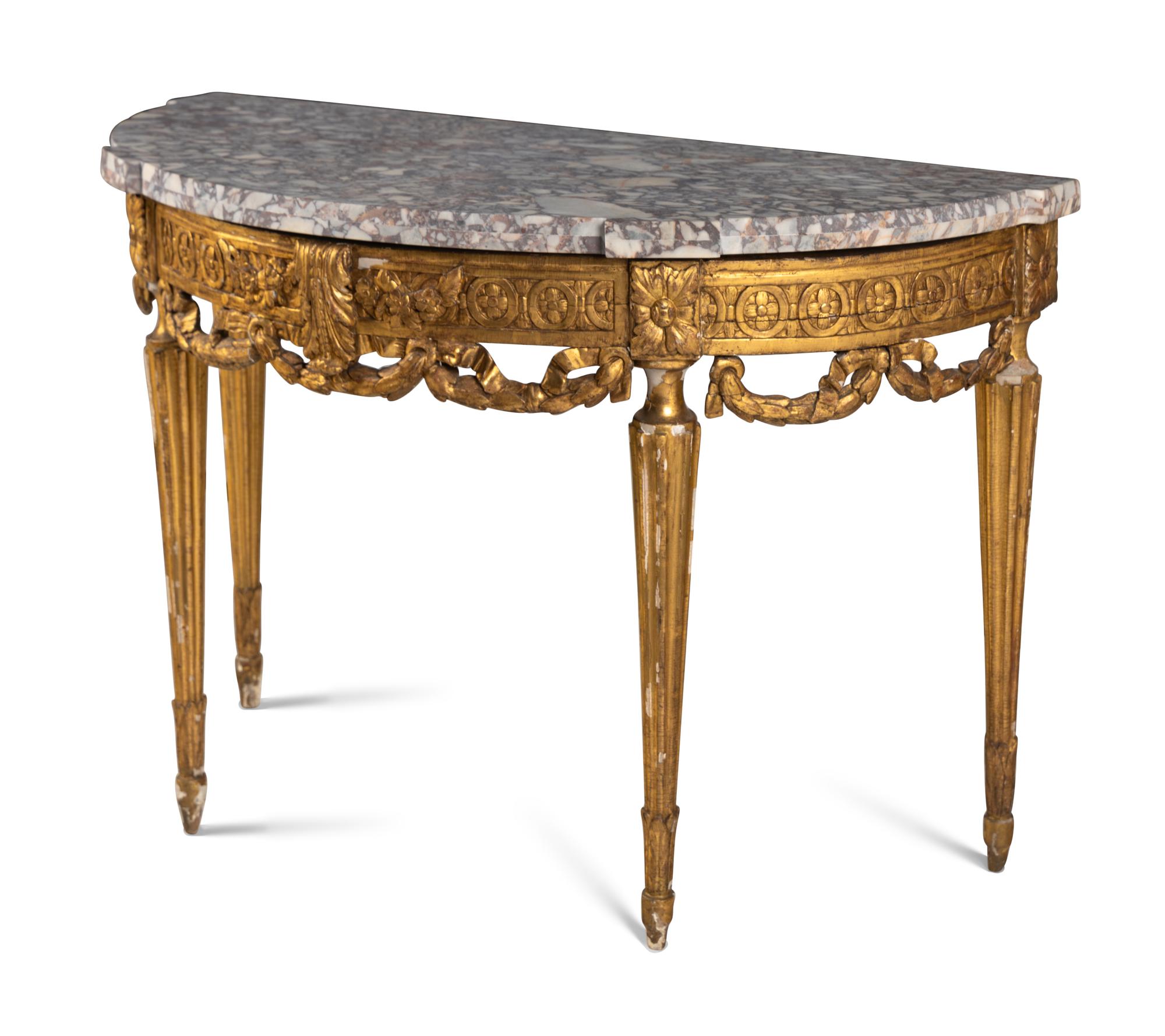 A Continental Neoclassical Giltwood Console Table