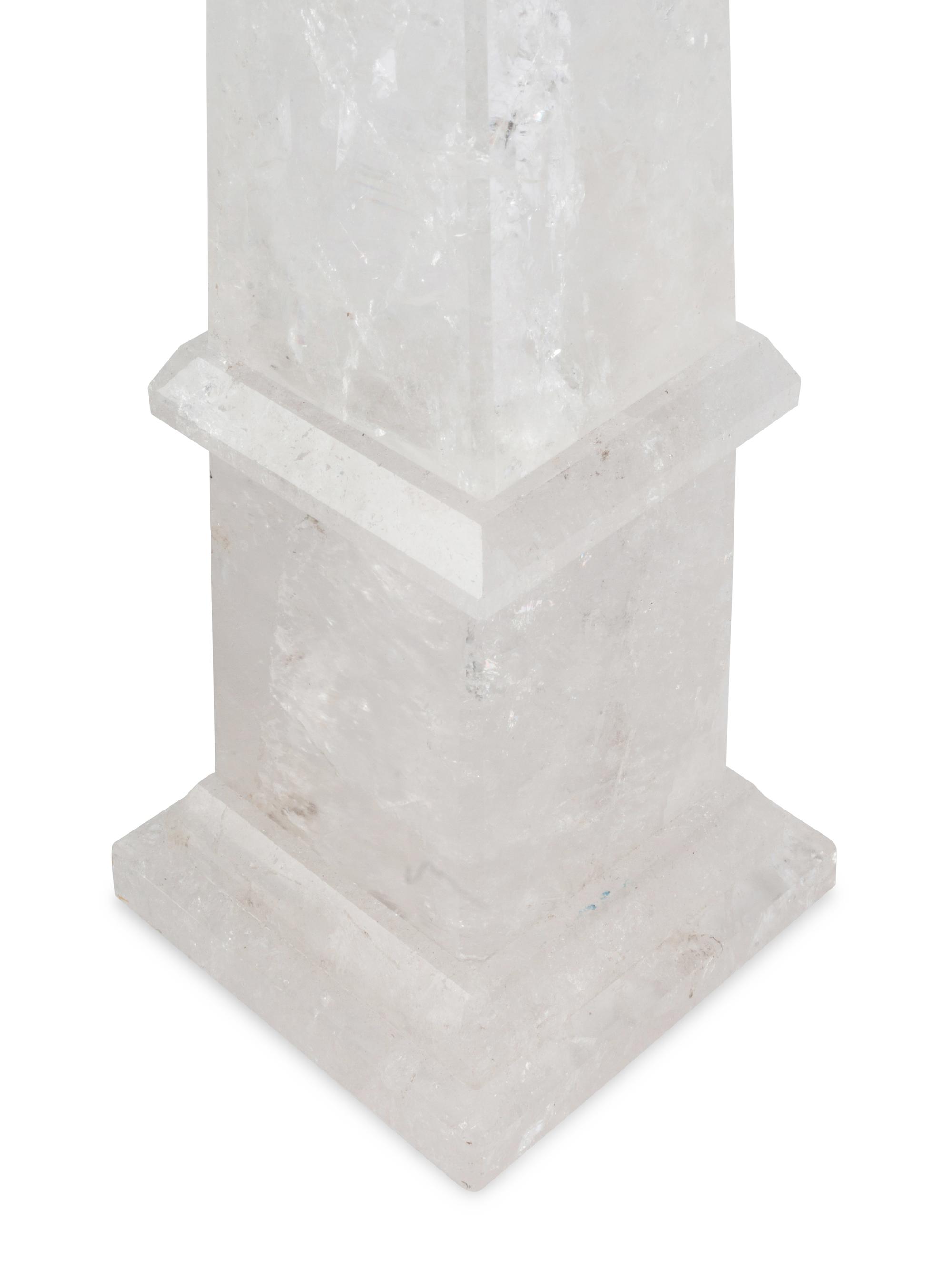 A Pair of Large Rock Crystal Obelisks