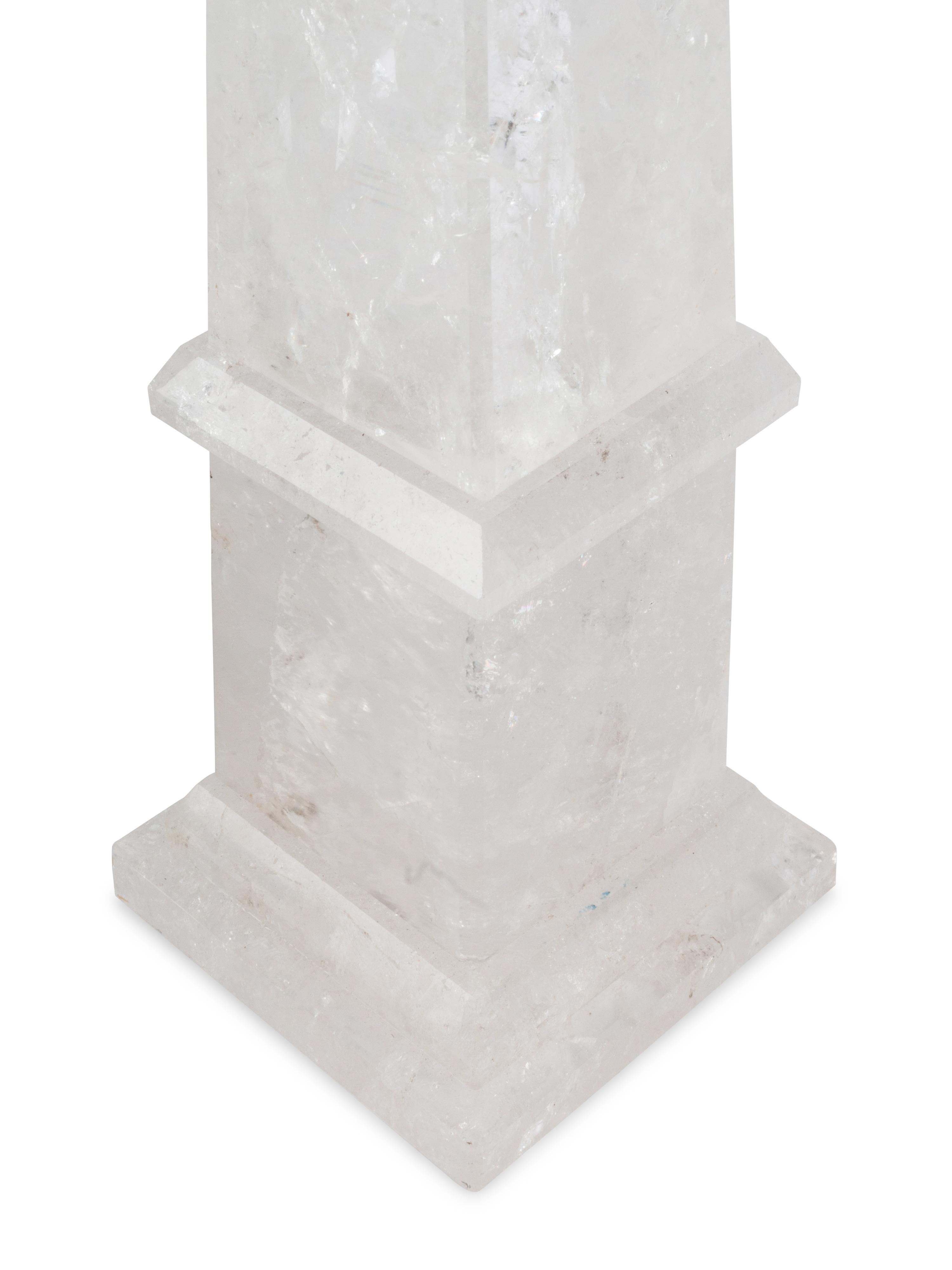 A Pair of Large Rock Crystal Obelisks