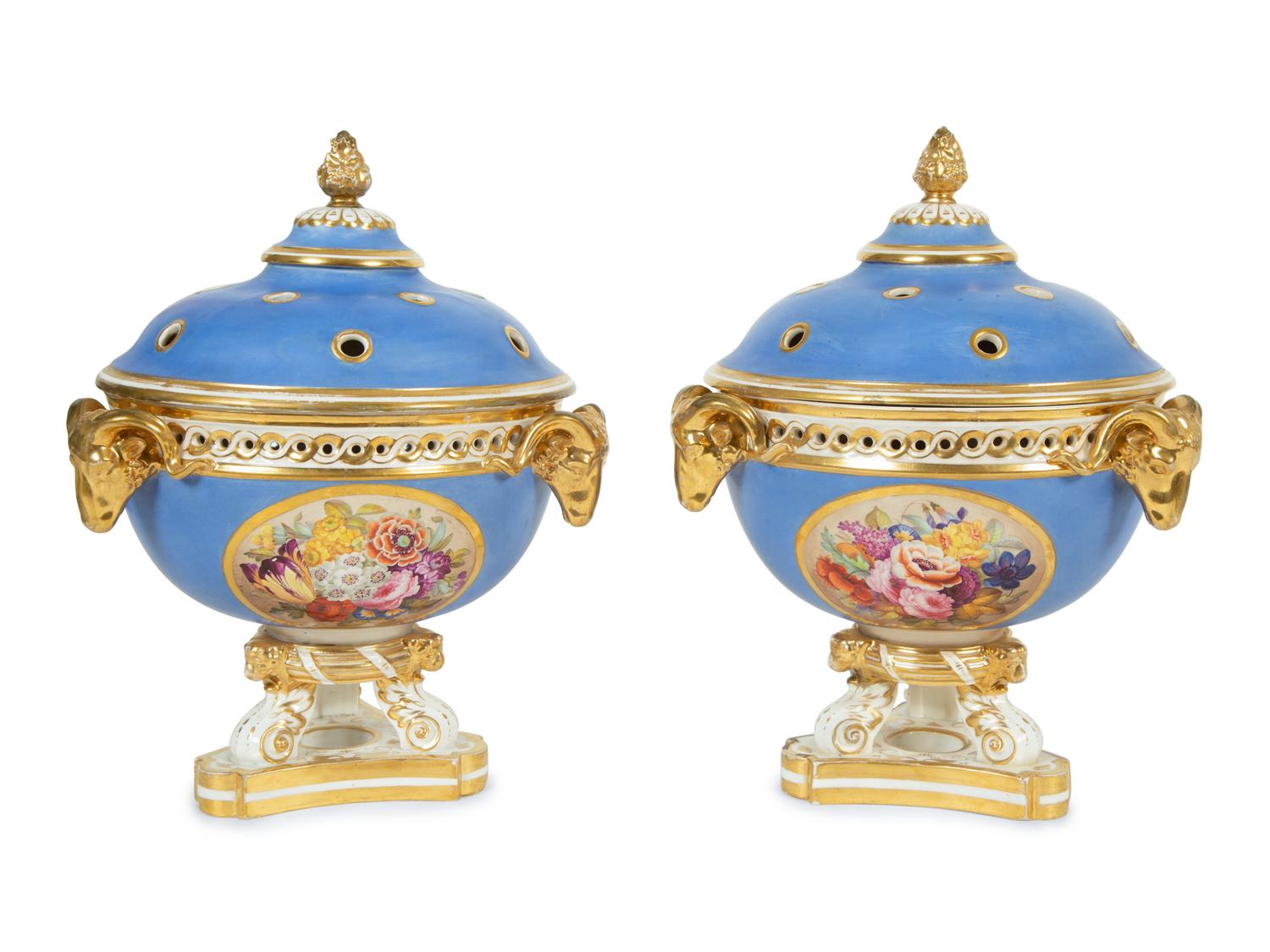 A Pair of Bloor Derby Porcelain Censers