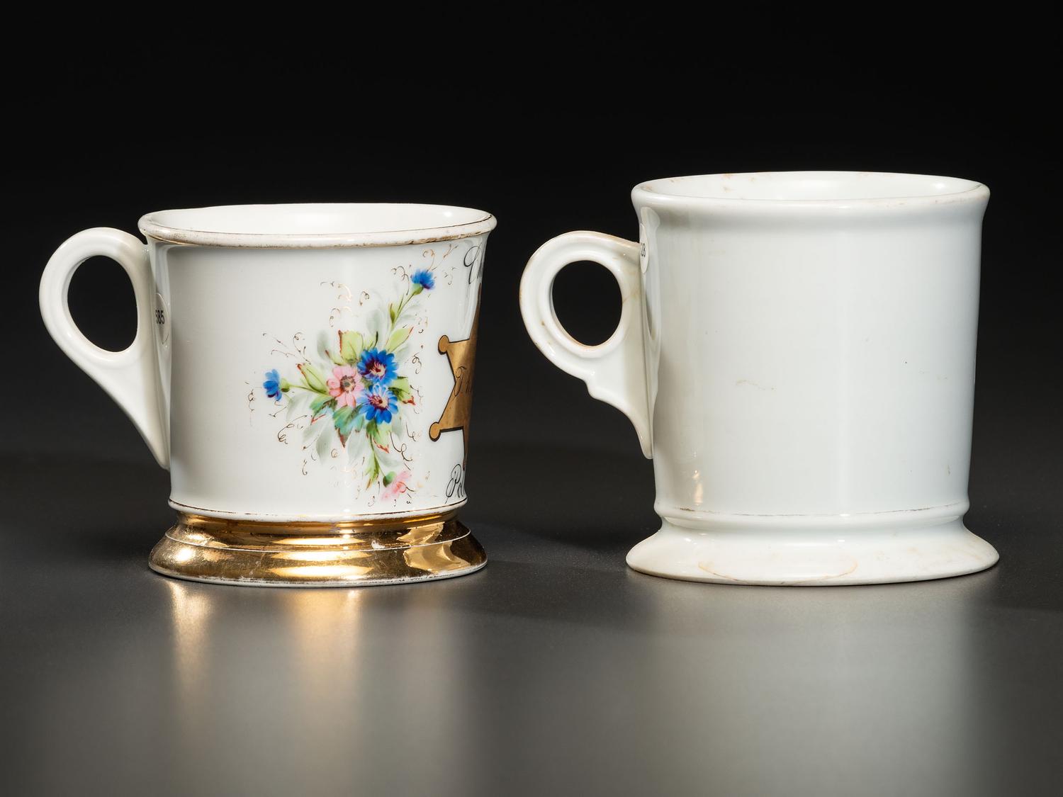 Two Police Officers' Porcelain Occupational Shaving Mugs