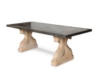 A Cast Stone Dolphin-Form Double Pedestal Table